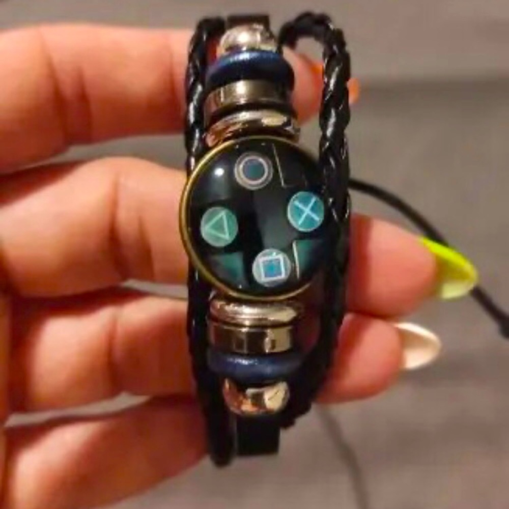 Video game controller leather bracelet